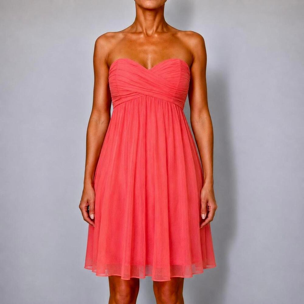 Vintage Y2K 100% Silk Coral Pink Sweetheart Neckline Mini Dress Size 4 XS/S
